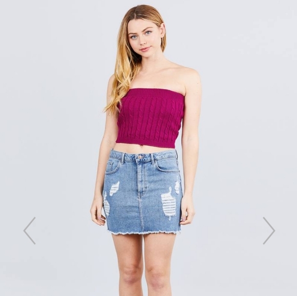 đź’ĄCable Knit Crop Tube Top - Picture 4 of 4